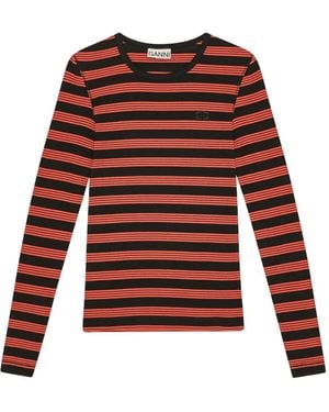 Ganni Long Sleeve Tops - Red