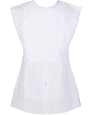 Victoria Beckham Button-Front Sleeveless Top - White