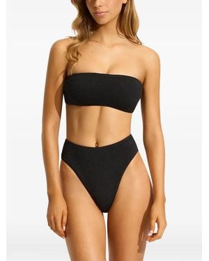 Seafolly Sea Dive High-Waisted Bikini Bottom - Black