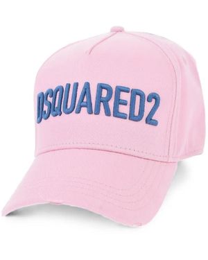 DSquared² Logo-Embroidered Distressed Baseball Cap - Pink