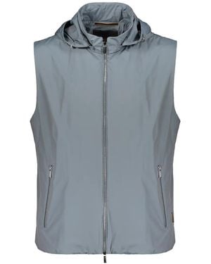 Moorer Hooded Zup-Up Vest - Blue