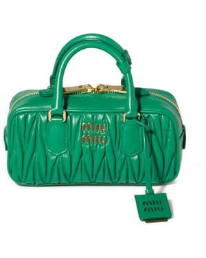 Miu Miu Arcadie Matelassé Leather Shoulder Bag - Green