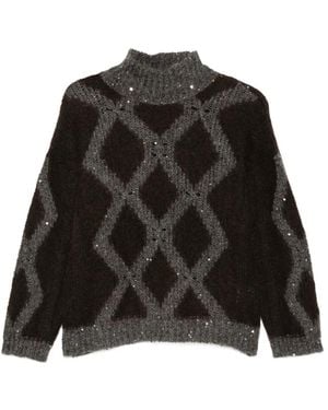 Panicale Maglione Con Paillettes - Nero