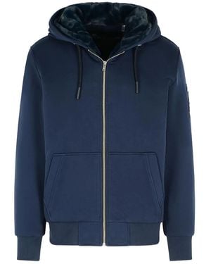 Moose Knuckles Logo-Patch Drawstring Hoodie - Blue