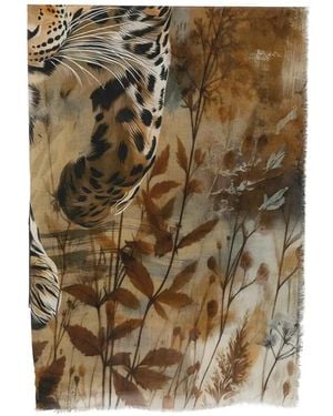 D'Aniello Schal Mit Animal-Print Und Ausgefransten Kanten - Mettallic