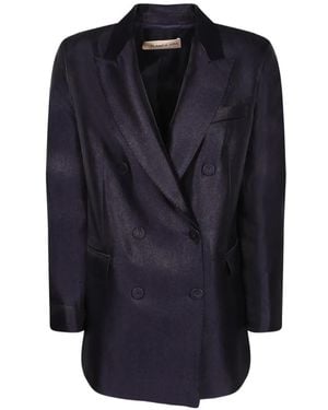 Blanca Vita Peak-Lapel Double-Breasted Blazer - Blue