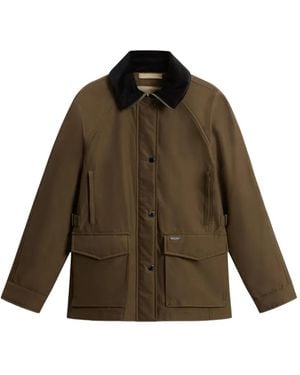 Woolrich Velvet-Collared Flap-Pockets Jacket - Brown