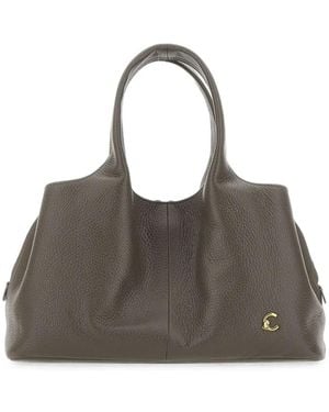 Coccinelle Nell Medium Tumbled Leather Tote Bag - Grey