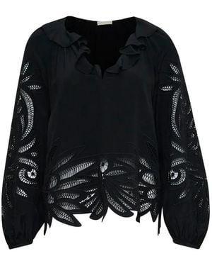 Ulla Johnson Adonis Silk Appliqué Blouse - Black