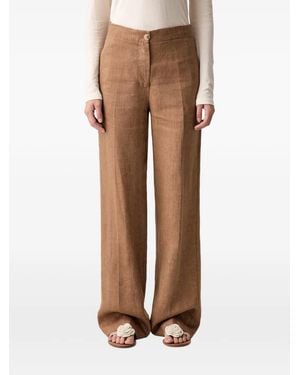 ViCOLO Pressed-Crease Wide-Leg Trousers - Natural