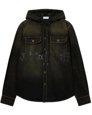 Off-White c/o Virgil Abloh Giacca Denim Bookish Con Cappuccio - Nero