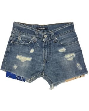 HTC Distressed Bandana-Insert Shorts - Blue