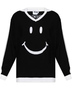 Moschino Smiley-Print Jumper - Black