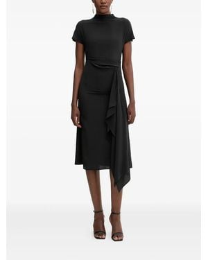 Liviana Conti Madleine Mock-Neck Ruffle Midi Dress - Black