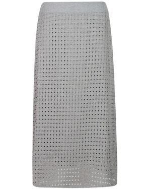 Peserico Falda Acampanada Con Perforaciones - Gris