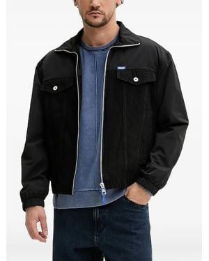 HUGO Denim-Panel Bomber Jacket - Black