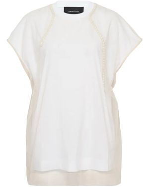 Simone Rocha Faux-Pearl Embellished Layered T-Shirt - White