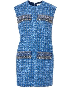 Carolina Herrera ビジュートリム ツイードミニドレス - ブルー