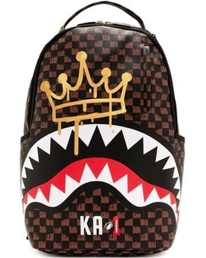 Sprayground X Ka1 Crown Drip Check Backpack - White