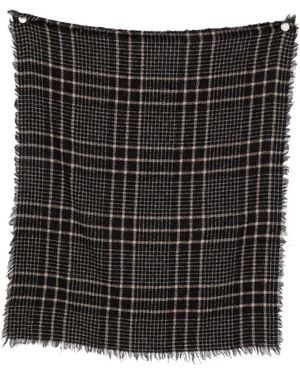 Faliero Sarti Little Perry Check-Pattern Frayed-Edge Scarf - Black
