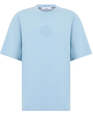Stone Island Logo-Print Cotton T-Shirt - Blue