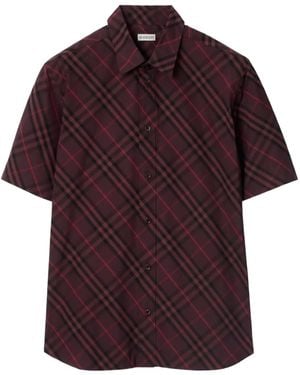 Burberry Check Cotton Shirt - Red