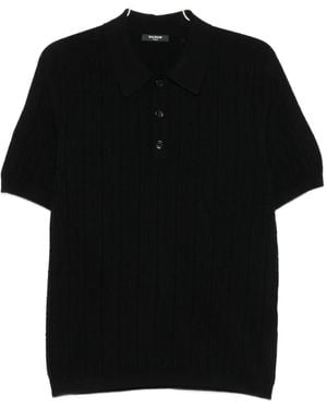 Balmain Ribbed-Knit Polo Shirt - Black