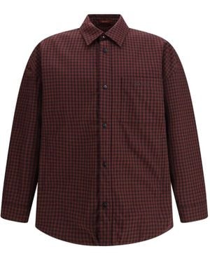 Gucci Check-Pattern Cotton Overshirt - Purple