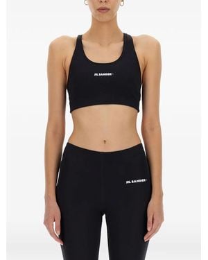 Jil Sander Logo-Print Cropped Top - Black