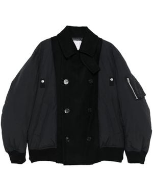 Sacai Double-Breasted Wool Jacket - Black