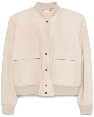 Salvatore Santoro Suede Bomber Jacket - Natural