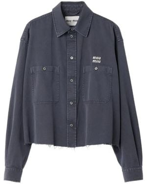 Miu Miu Camisa con logo bordado - Azul