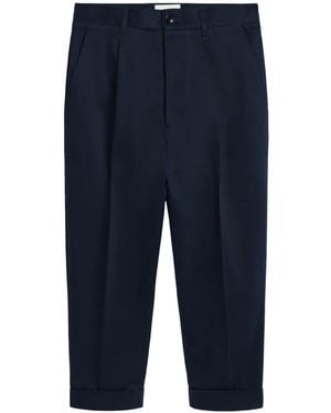 Ami Paris Cropped Trousers With Flap And Slash Pockets - Blue