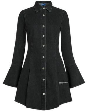 KARL LAGERFELD Wide-Sleeve Denim Dress - Black