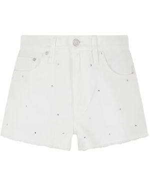 MC2 Saint Barth Musa Crystal-Embellished Frayed-Edge Shorts - White