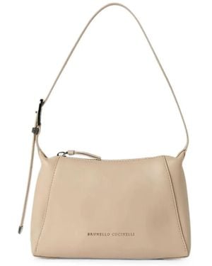 Brunello Cucinelli Leather Shoulder Bag - Natural