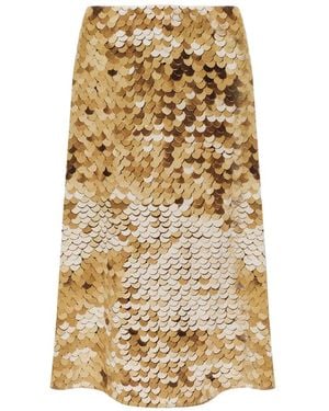 Moschino Printed-Sequin Silk Midi Skirt - Metallic