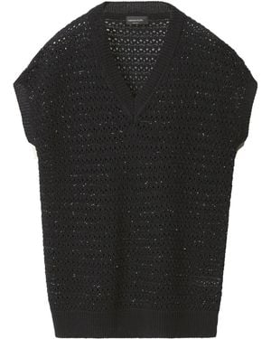 Fabiana Filippi Cotton V-Necked Top - Black