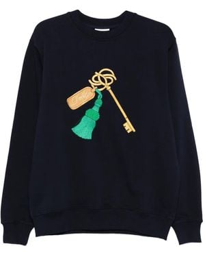 Drole de Monsieur Embroidered Long-Sleeve Sweatshirt - Blue