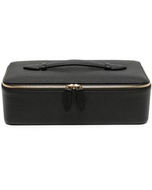 Smythson Panama Leather Jewellery Travel Case - Black