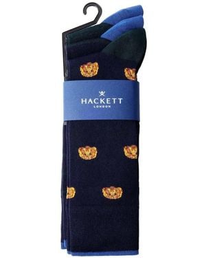 Hackett Bestickte Harry Socken (3Er-Set) - Blau