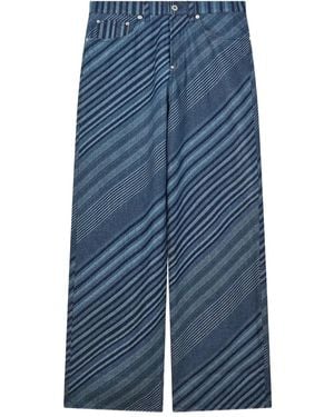 KENZO Diagonal Stripe Cotton Pants - Blue