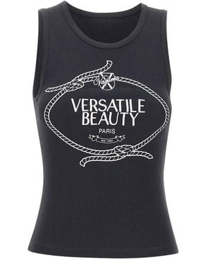 VAQUERA Logo-Print Cotton Top - Black