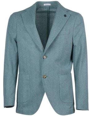 Brera Orologi Herringbone-Knit Single-Breasted Blazer - Blue