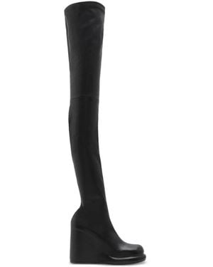 Burberry Leather Pillar High Boots - Black