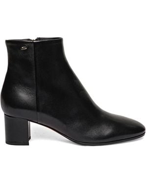 Santoni Stiefel mit runder Kappe und Reißverschluss - Schwarz