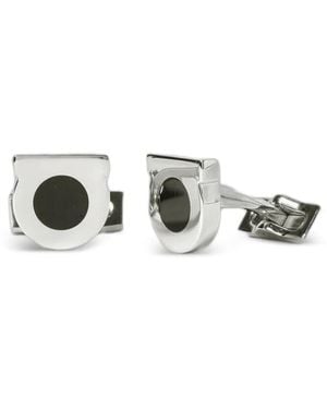 Ferragamo Gancini Enamel-Detail Cufflinks - Metallic