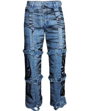 Who Decides War Winged Logo Bondage Jeans - Blue
