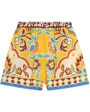 Etro Floral-Print Shorts - Metallic