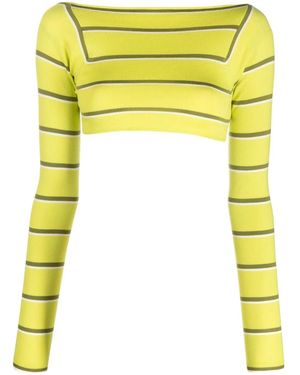 Emilio Pucci Stripe-Jacquard Wool Cropped Top - Yellow